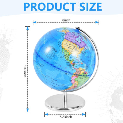KISEER 6 Inch World Globe Rotating Earth Spinning Globe with Heavy Metal Stand for Kids Geography Classroom Education or Office Home Decorations