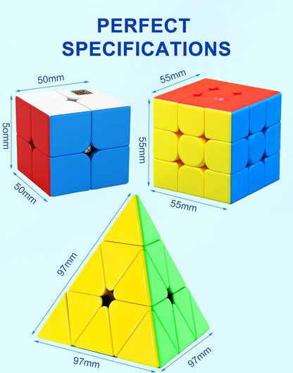 CFMOUR Speed Cube 3x3x3 - Moyu Meilong 3C, Stickerless Magic Cube 3x3, Fast Smooth Turning Vivid Colour 3D Puzzle Brain Toy Travel Games, Turns Quicker Than Original