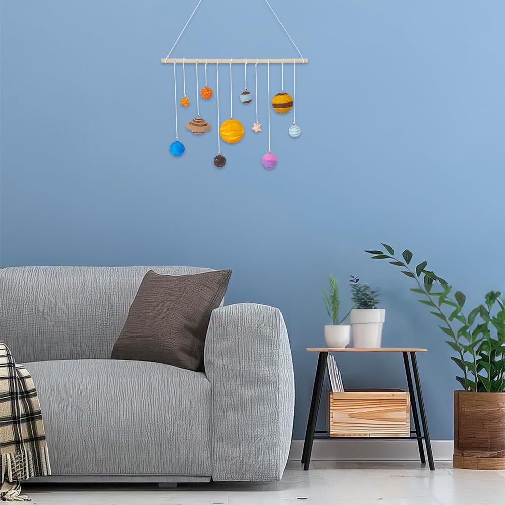 WEBEEDY DIY Solar Foam Ball Wall Hanging Kit Unpainted Hanging Solar Project Kit for Crafts Making,Solar System Model with Foam Balls Pigment Brush for Party Hanging Decor Christmas Birthday Gift