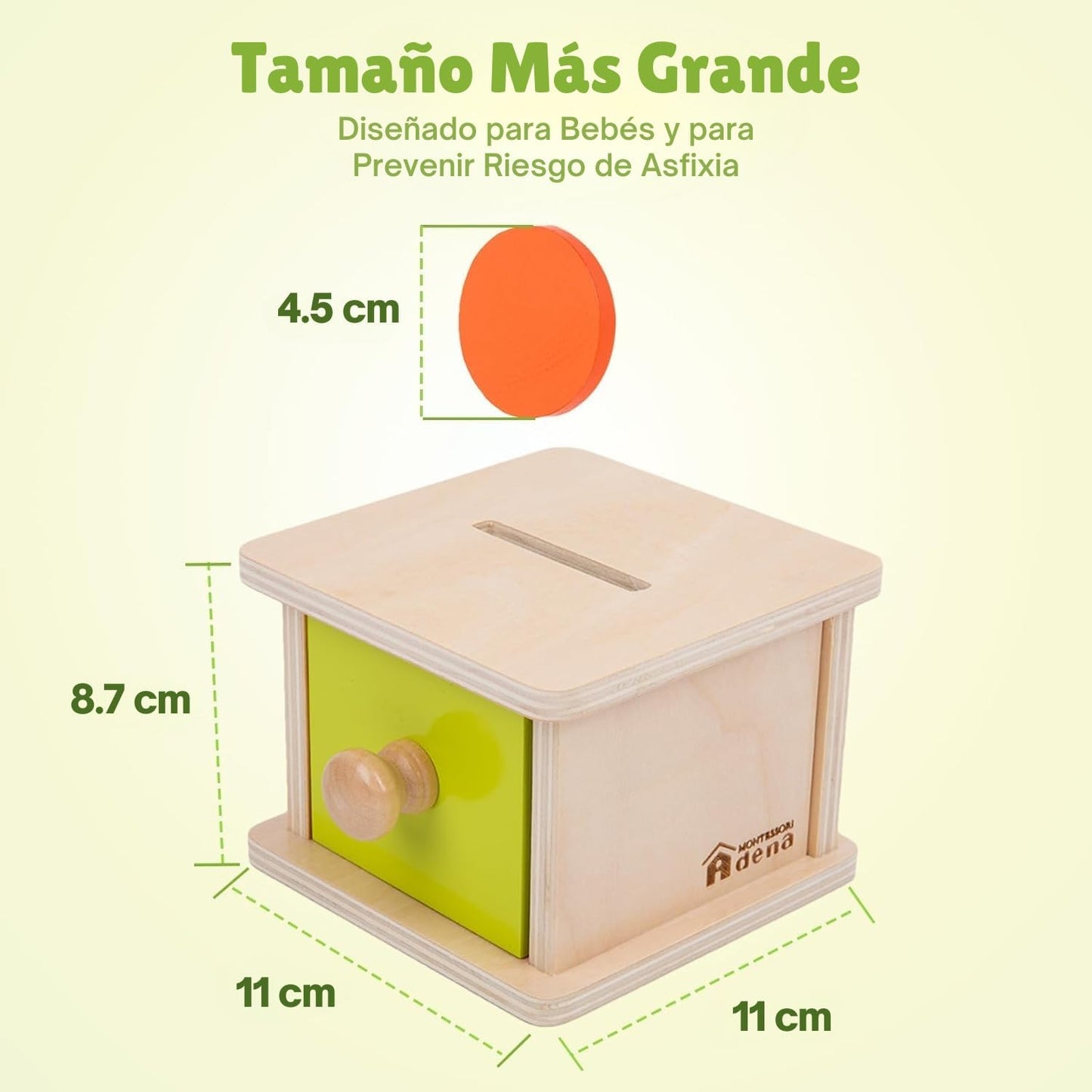 Adena Montessori Coin Box -Natural Wood Double-Sided Object Permanence Box Toy for 1-Year-Old Babies, Wooden Montessori Developmental Toy for 6-12 Month, Early Learning Gift