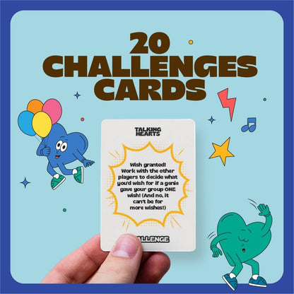 Talking Hearts Conversation Cards for Family, 200 Fun Questions and 20 Challenges for Dinnertime, Road Trips, and Game Night
