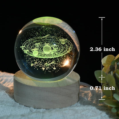 3D Solar System Crystal Ball Space Lover Model Themed Gifts 3D Planets Glass Ball 60mm Decorative Sphere Decor Astronomy Birthday Gift