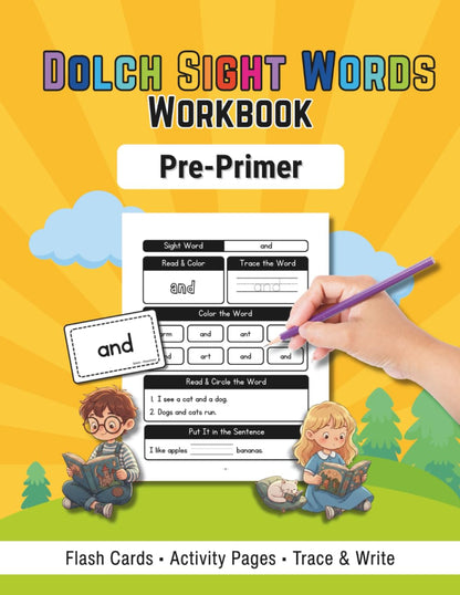 Dolch Sight Words Workbook Pre-Primer: Preschool High Frequency Words Activity Workbook with Flash Cards and Tracing Practice for Early Readers 3-4 years old