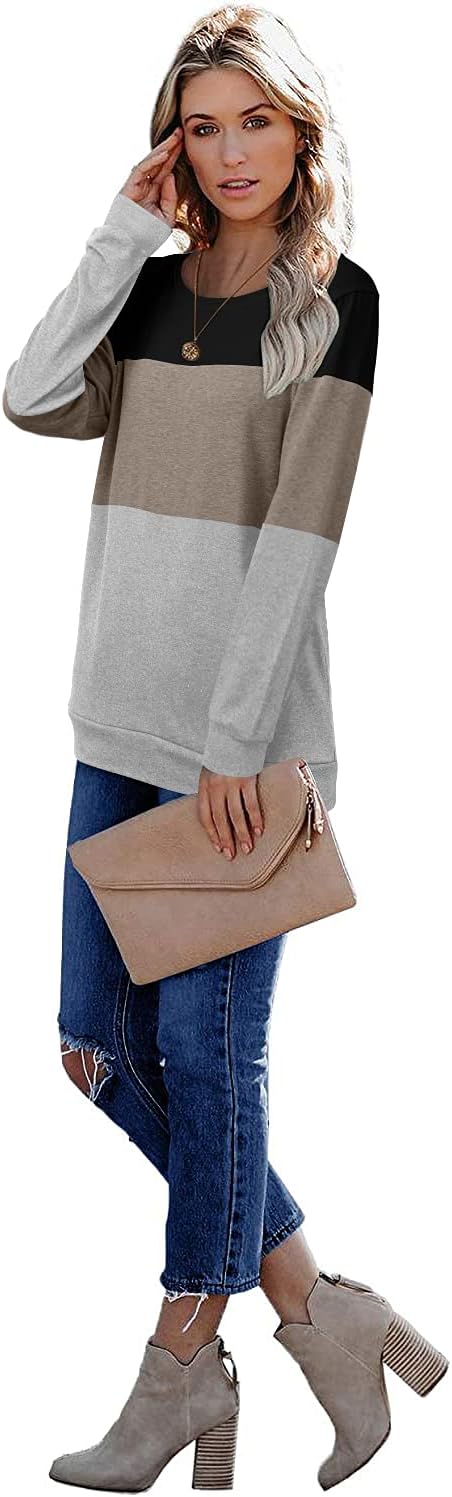 CRAZY GRID Womens Trendy Long Sleeve Shirts Casual Loose Soft Sweatshirt Fall Tops