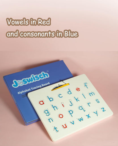 Magnetic Letter Tracing Board, Double-Sided ABC Magnets for Kids-Uppercase & Lowercase Letter Writing Practice, Road Trip Car Activities for Kids, Reusable Handwriting Practice(Ages 3-5)