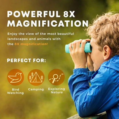 Binoculars for Kids – Perfect Toy for Little Boys and Girls – Extensive Set Incl. Magnifying Glass & Compass – Powerful Magnification 8X21 – 3 to 12 Year Old Kids for Toddler
