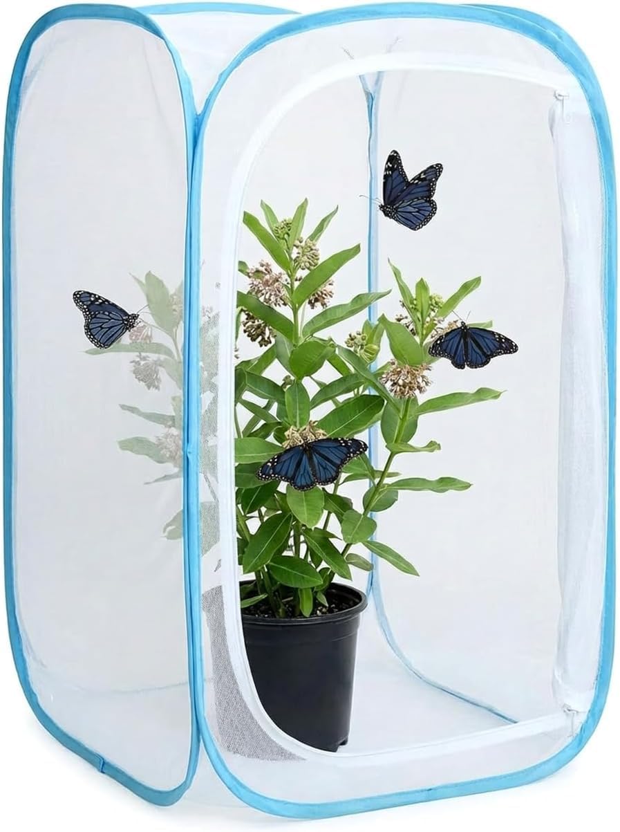 Insect & Butterfly Habitat Cage, Portable Pop-Up Terrarium with Mesh Sides, Bug Catching & Observation Enclosure for Caterpillars, Small Insects, Outdoor & Classroom Use, 23.6 Inches Tall