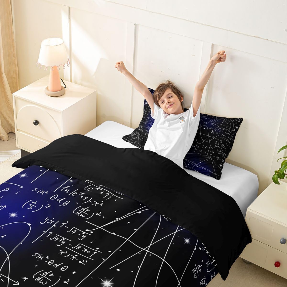 Erosebridal Chemistry Lab Bedding Set Twin Size Chemical Equation Duvet Cover for Boys Girls Chemical Elements Science Theme Comforter Cover Teens Kids Science Students Bedding School Dorm Room Decor