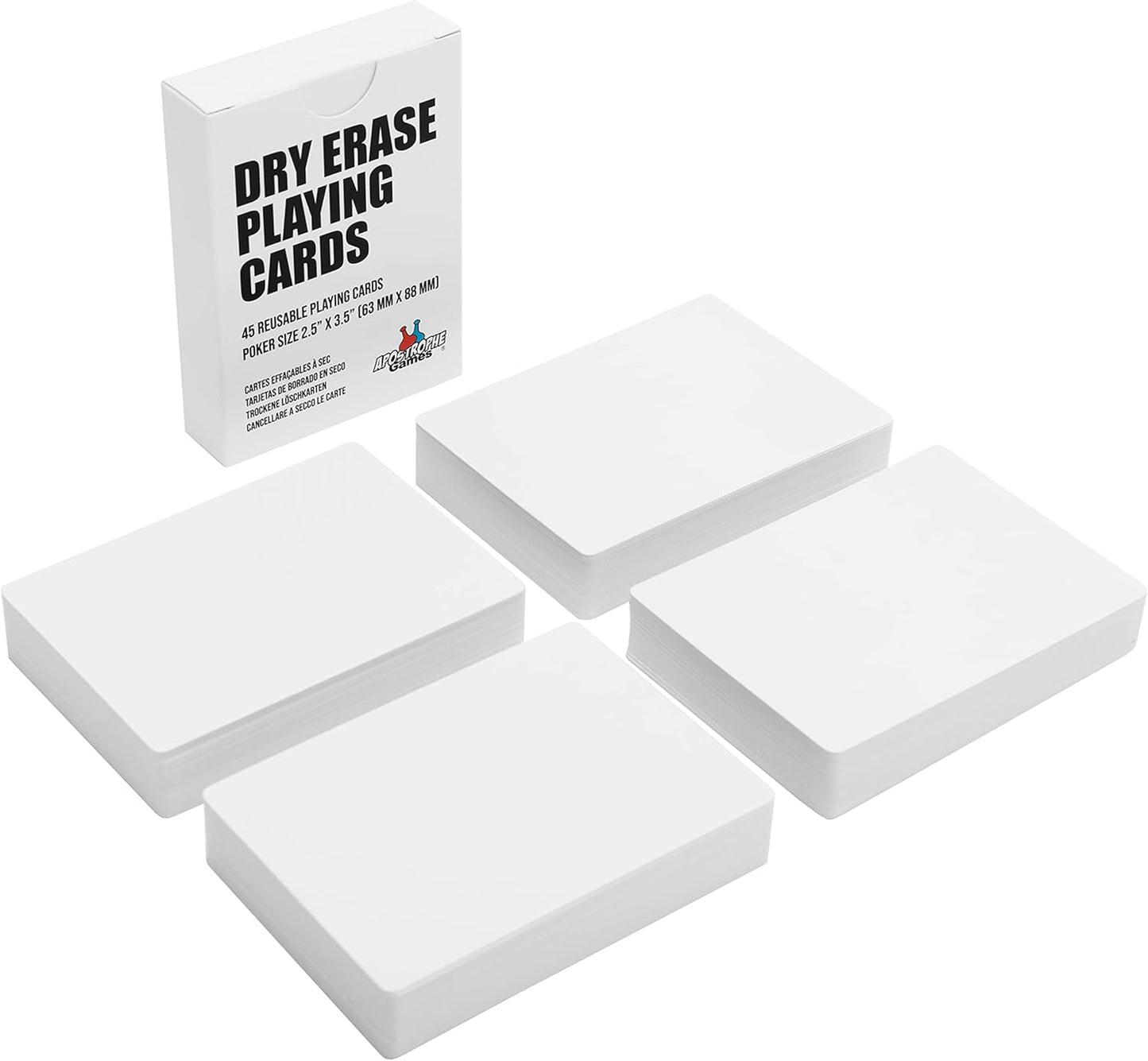 Apostrophe Games Dry Erase Blank Playing Cards w/Box, Poker Size - 2.5" x 3.5", 45 Reusable Cards, Flashcards, Board Game & Note Cards