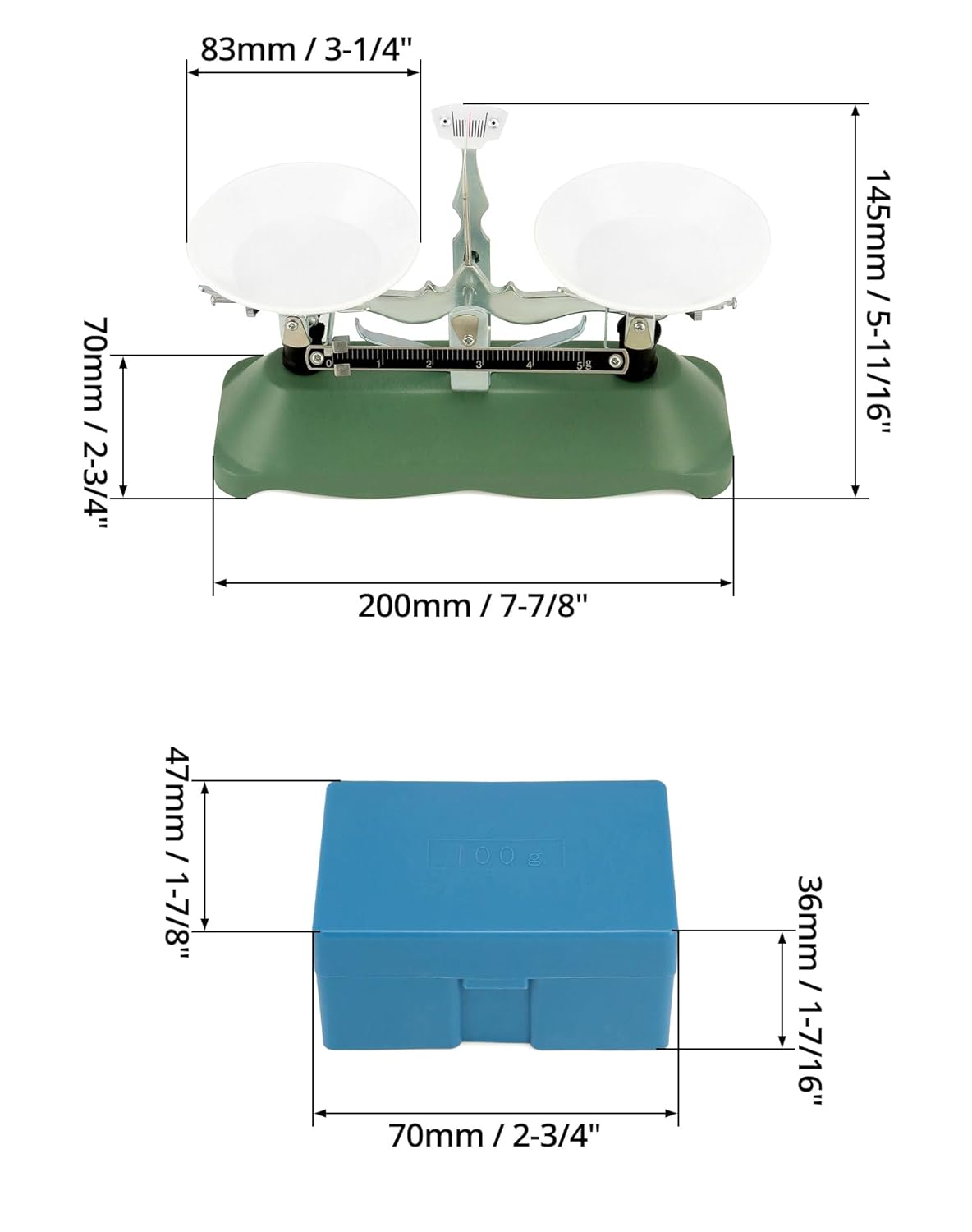 QWORK Balance Scale, 200g / 0.2g, Mini Laboratory Triple Beam Balance Beam Scale for Teaching Tool