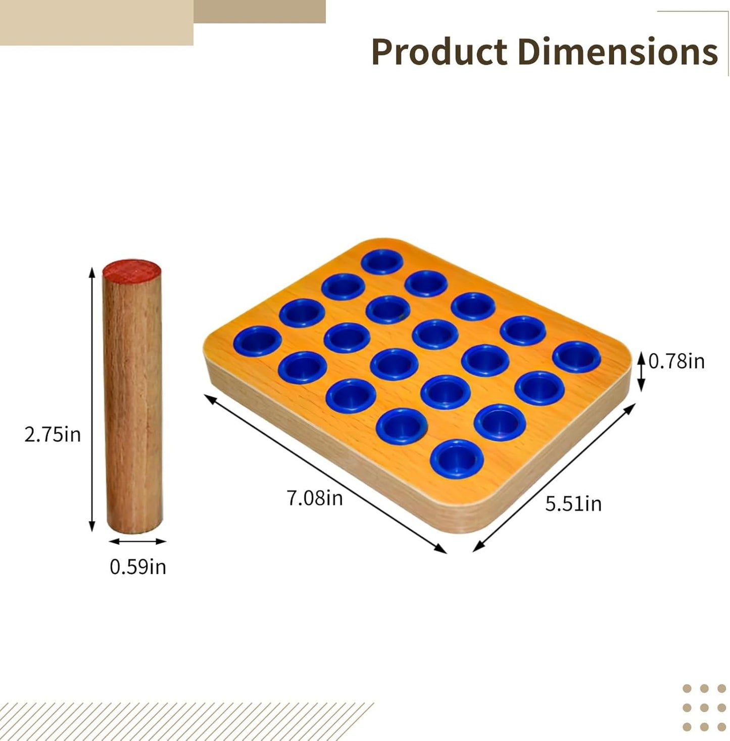 Peg Board Hand Eye Coordination Training Tool - Wooden Finger Board for Stroke Therapy, Rehabilitation, and Fine Motor Skills Development - Includes 20 Pegs - Smooth Surface, Natural Wood Finish
