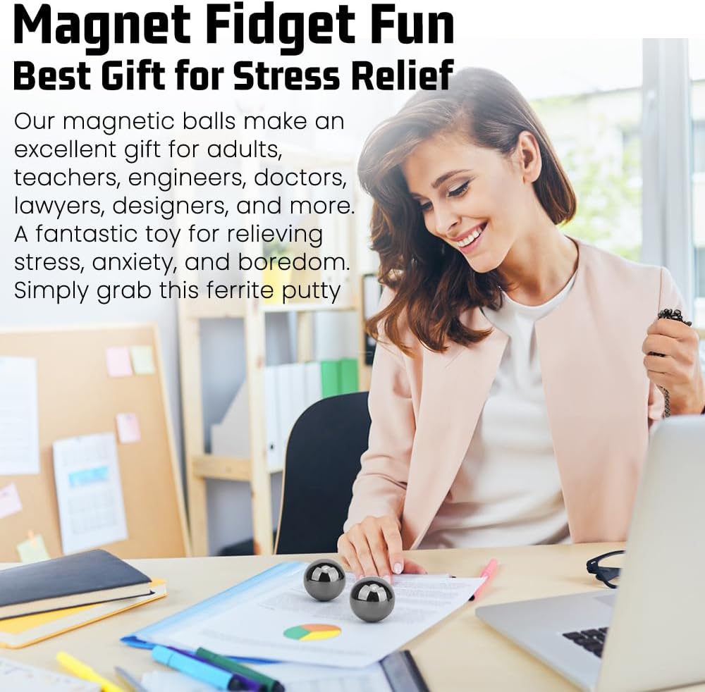 Umnodobn Magnet Slime Putty, Fidget Toy Ferrite Putty Beads, Hematite Magnetic Stones Eggs with 1.26 inch Magnet Balls, Cool Desk Toy, EDC Toy Science Kit Gift