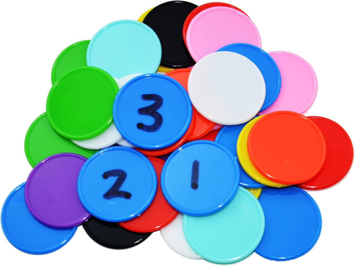Smartdealspro 1 1/2 Inch 37mm 10 Colors Opaque Plastic Poker Chips Counting Discs Markers Counters with Box for Casino Card Games Math Learning