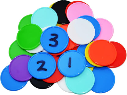 Smartdealspro 1 1/2 Inch 37mm 10 Colors Opaque Plastic Poker Chips Counting Discs Markers Counters with Box for Casino Card Games Math Learning