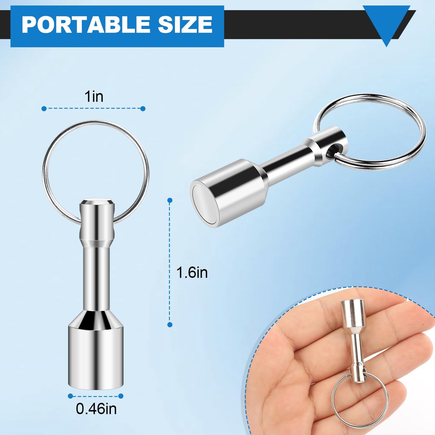 Keychain Magnets, Magnetic Key Chain for Testing Brass, Neodymium Pocket Magnet Key Holders with Strong Magnetic Black Rare Earth, Precious Metal Verifier for Gold & Silver Testing Kit -12 Pack