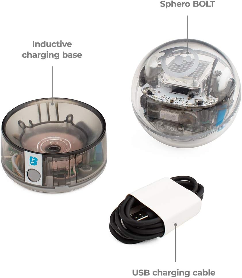 Sphero Bolt+: Coding Robot – Program with Draw, Blocks, Python & Javascript – Animated LCD Screen – Ages 8+ – Durable, Qi Charging, Waterproof