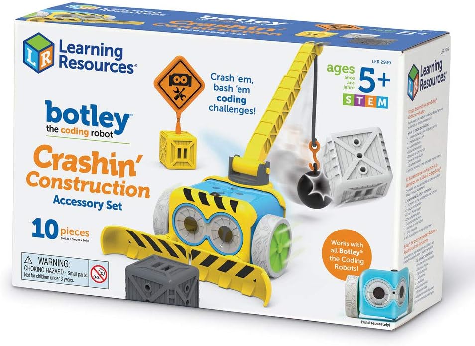 Learning Resources Botley Crashin' Construction Challenge Accessory Set (Botley Not Included) - 10 Pieces, Ages 5+ Coding for Kids, Kids Coding, STEM Toy