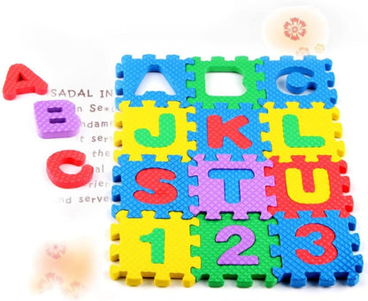 36Pcs Mini Number Alphabet,Toddle Alphabet Puzzle Table Mat for Learning, Baby Foam Play Mat for Early Childhood Education