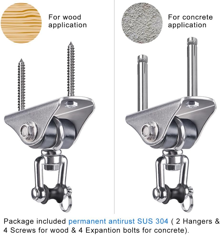 SELEWARE Anti-Squeaking Swing Hanger Stainless Steel Swing Set Hook Ceiling Mount Bracket for Hammock Chair Toddler Swing Yoga Swing Punching Bag 2 Packs