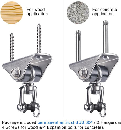 SELEWARE Anti-Squeaking Swing Hanger Stainless Steel Swing Set Hook Ceiling Mount Bracket for Hammock Chair Toddler Swing Yoga Swing Punching Bag 2 Packs