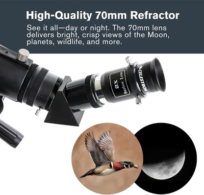 Celestron Travel Scope 80 Portable Refractor Telescope – 80mm Aperture, Fully-Coated Glass Optics – Includes Tripod, Smartphone Adapter, Backpack & Software – Ideal for Beginners & Travel