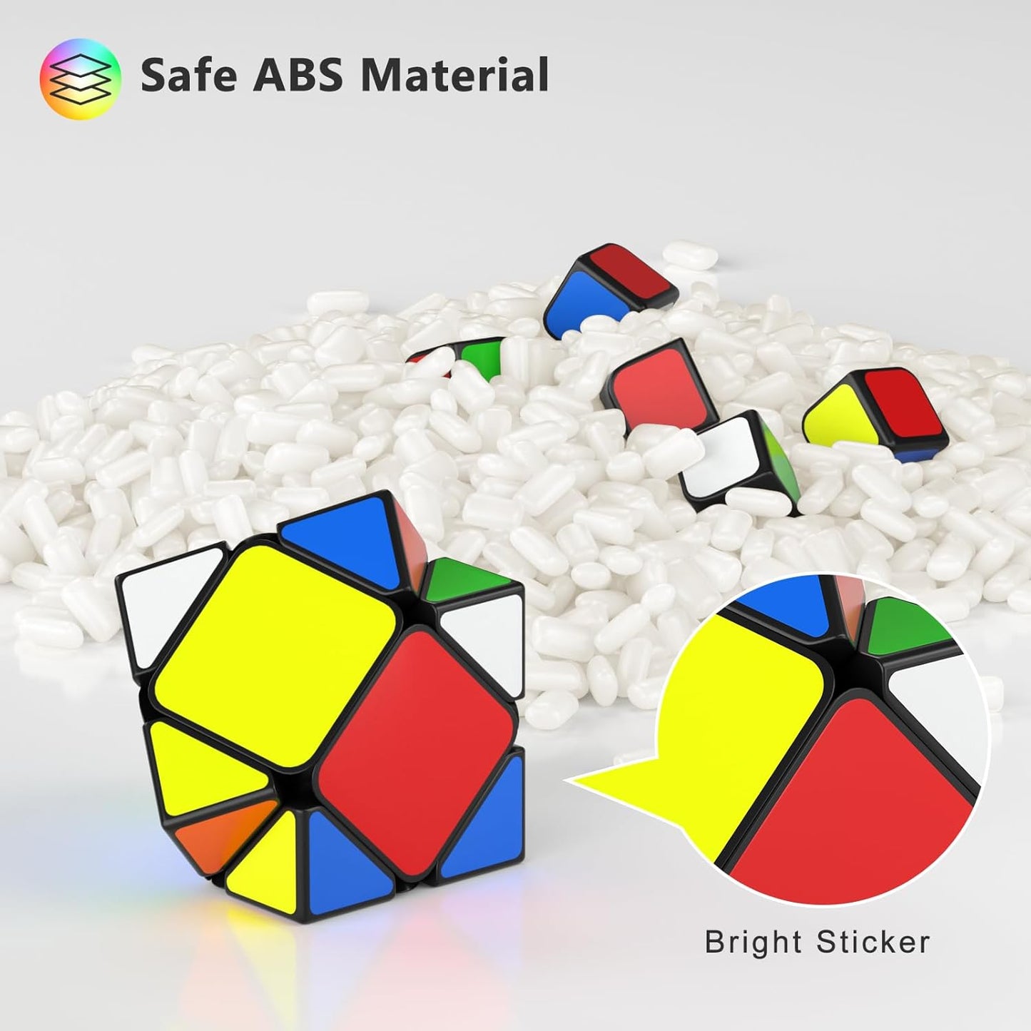 Vdealen Speed Cube Set, 7 Pack Puzzle Cube Bundle Fidget Ball 2x2 3x3 4x4 Pyramid Dodecahedron Rainbow Snake Magic Cube, Smooth Cube Game Toys Gift for Kids & Adults