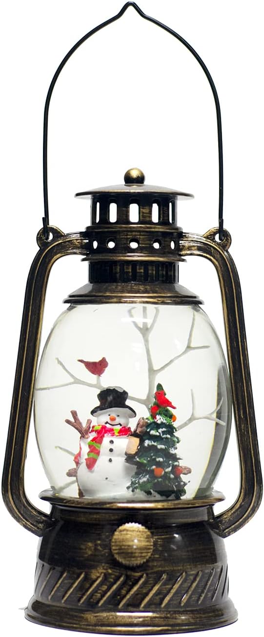 Musical Christmas Snow Globes Lantern, 7.87" Lighted Electric Snowglobes with 8 Holiday Songs 6H Timer Dual Power, Snowman Christmas Ornaments Snow Globe for Kids Adults Xmas Decor Gifts for Men Women