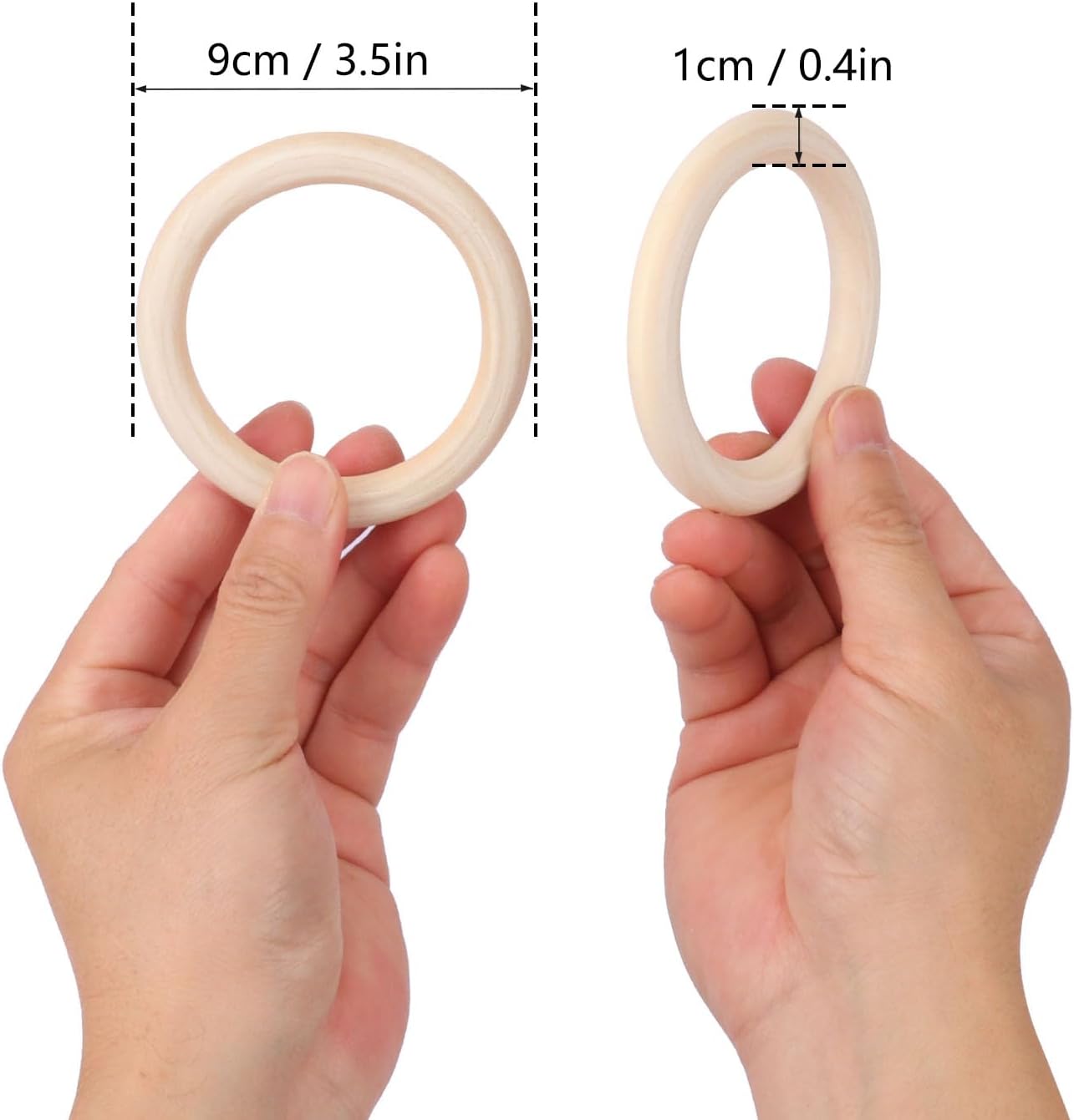 50 Pack 3.15 inch Unfinished Wooden Rings Natural, Wood Craft Rings for DIY Crafts, Jewelry Making, Macrame & Home Decor