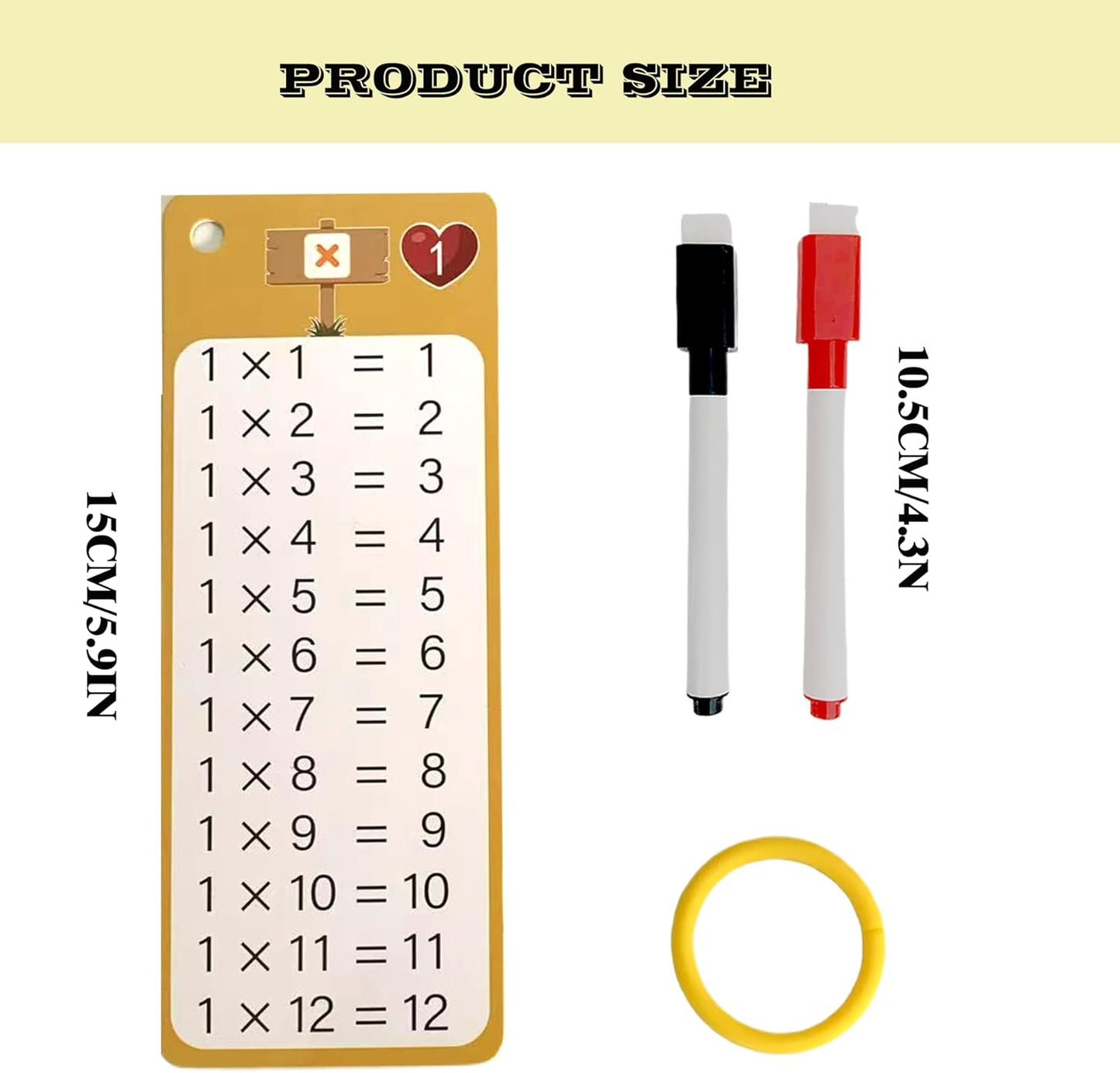 Multiplication Flash Cards 0-12, Times Table Flash Cards Including 15 Cards, 2 Dry Erase Markers Multiplication Chart Math Flashcards for 1st to 3rd Grades, Classroom and Home