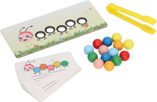 Caterpillar Clip Beads Toy, Worm Caterpillar Pattern Clip Beads Toy Interactive Toy Puzzle Toy for Kids Color Sorting Matching Game