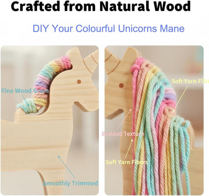 Eray Wooden Unicorn Lacing Montessori braiding Toys for Kids DIY Toy Plane Activities Car Travel Toy Educational Learning Threading for Fine Motor Skills