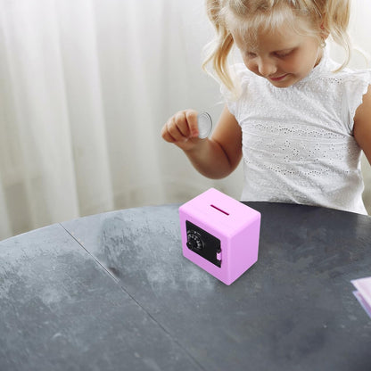 SAFIGLE Kids Piggy Bank Safe with Password Lock Mini Coin Bank for Toddlers Educational Money Saving Box Compact 3.54In Children S Safe Box for Coins and Bills