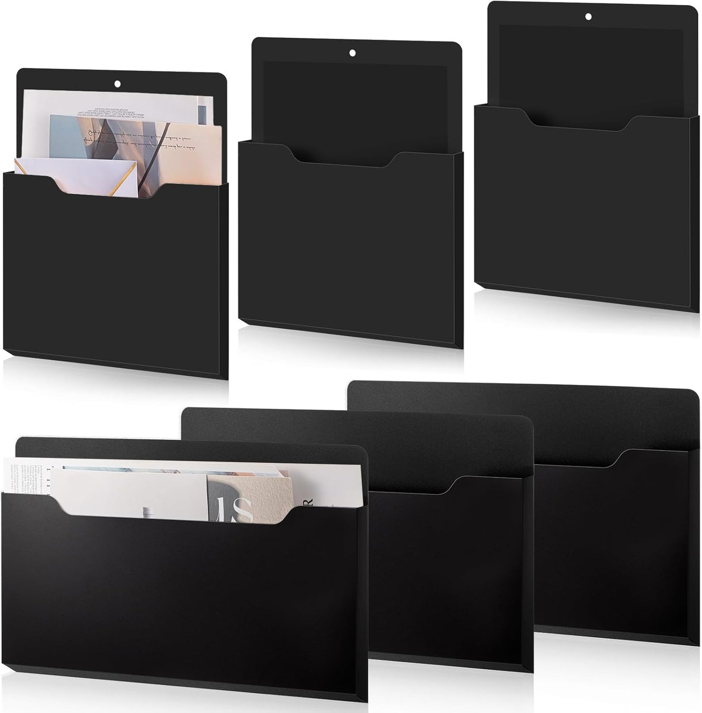 Fuutreo 6 Pcs Magnetic Wall File Organizer Magnetic Wall File Holder Refrigerator Magazine Holder for Mail Letters Paper(Aqua Green,Vertical-large)
