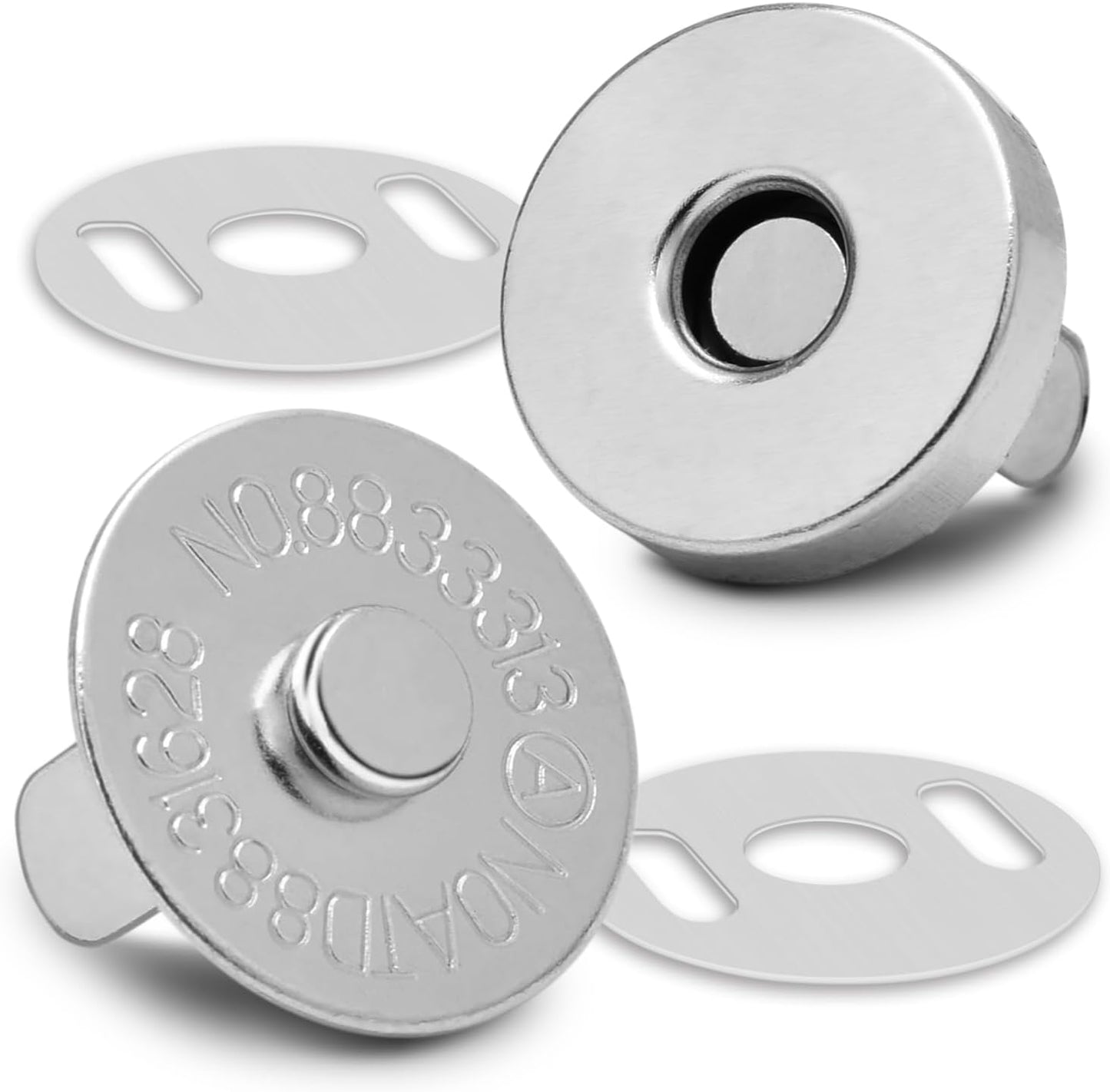 CooBigo 24Sets Magnetic Snaps for Purse Closures 18mm Magnetic Fastener Replacement Kit Magnetic Snaps for Purses and Totes Clothing Bag DIY Craft (Silver)