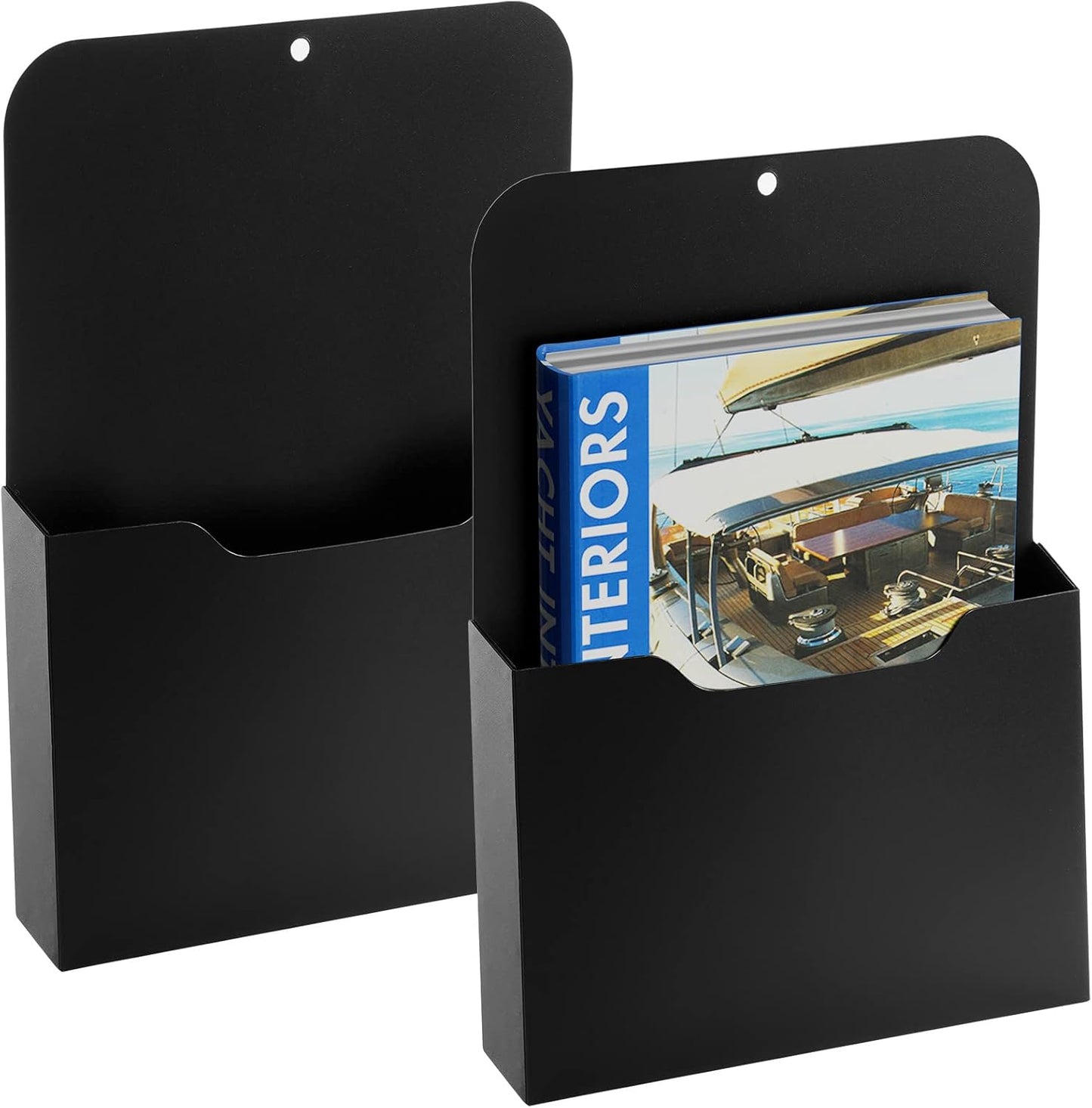 Magnetic File Holder - Magnetic Paper Holder, Pocket Organizer Office Supplies Storage Mail Organizer for Notebooks,Planners,Letter (Black)
