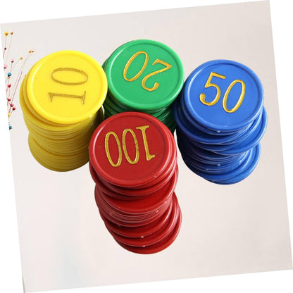 WOONEKY 80pcs Round Plastic Counting Chips for Math Learning Games Poker Slices Bingo Chips Game Supplies
