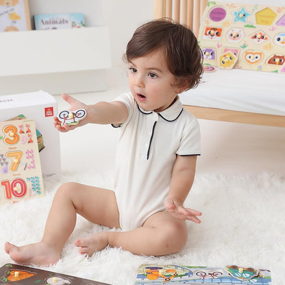 GRINNNIE 9 Pack Montessori Toddler Puzzle for 3 4 5 Years Old, Wooden Learning Puzzle for Toddlers 3-5, Animal, Alphabet, Number, Shape Peg Puzzles Set, Great Birthday for Boys Girls