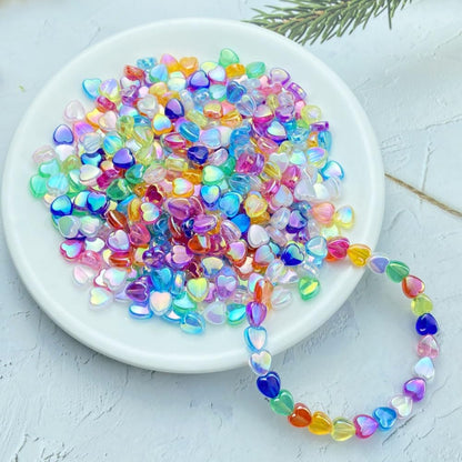 400 PCS Acrylic Heart Shape Beads AB Colors Heart Pony Spacer Beads for Jewelry Making DIY Bracelet Earring Necklace Key Chains(Deep Pink)
