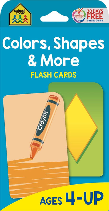 School Zone Colors, Shapes & More Flash Cards: 56 Cards, Preschool, Kindergarten, Pictures, Numbers, Rhyming Words, Directional Words, Shape Recognition, Ages 4+