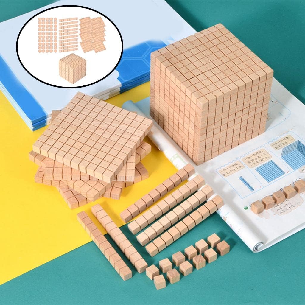 Gazechimp Montessori DIY Wooden Base Ten Blocks Math Manipulative Early Math Learning, Package C