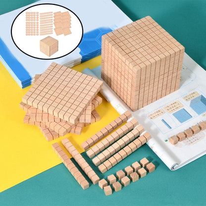 Gazechimp Montessori DIY Wooden Base Ten Blocks Math Manipulative Early Math Learning, Package C