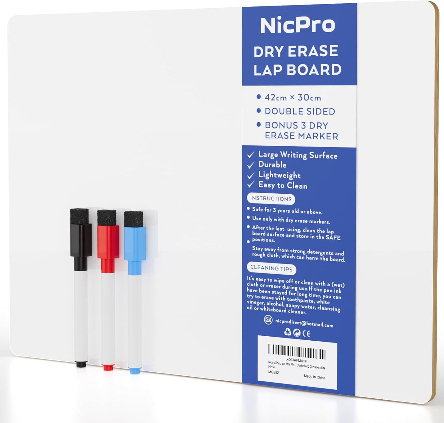 Nicpro Dry Erase Board with Lines 12 x 16 in, 2 Pack Kid Double Sided Lined White Board Dry Erase with 8 Pens, 2 Eraser, Small Learning Whiteboards for Kids, Students, Homeschool Essentials Supplies