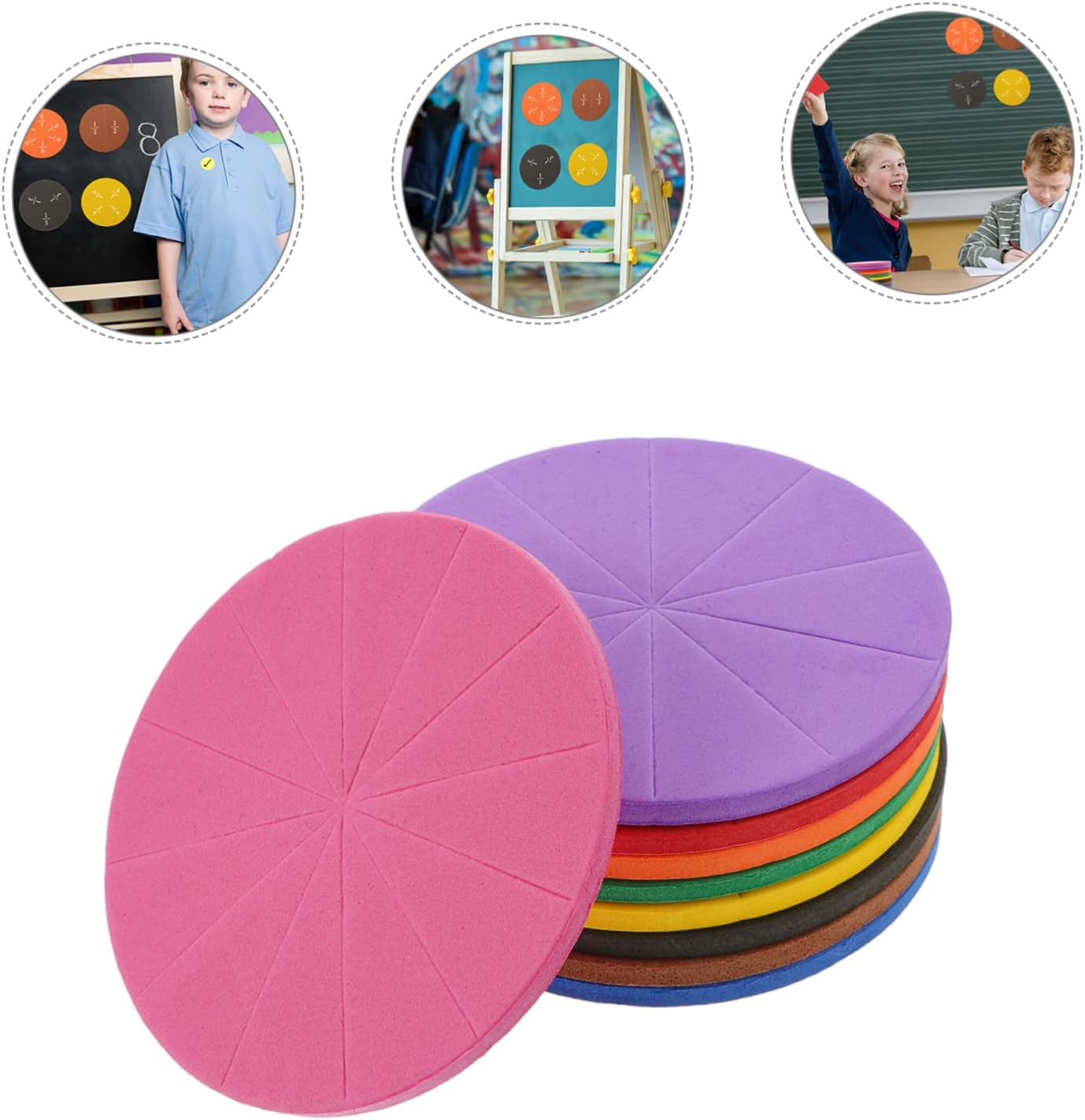 HOMSFOU 1 Set Fraction Learning Tray Fraction Circles for Teaching Math Concepts Cognitive Skills Manipulative Learning for Classroom Home Education