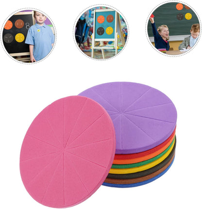 HOMSFOU 1 Set Fraction Learning Tray Fraction Circles for Teaching Math Concepts Cognitive Skills Manipulative Learning for Classroom Home Education