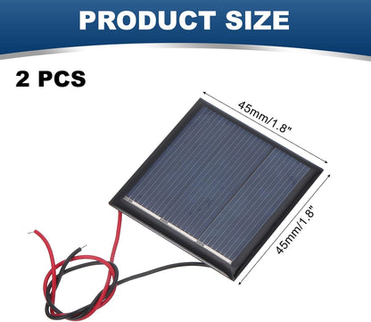 MECCANIXITY 2 Pcs 5.5V 0.44W 70mA Mini Solar Panels, Small Polycrystalline Solar Cell Panel with 2 Cable for DIY Electric Toy Materials Kits Charger, 60mm x 60mm