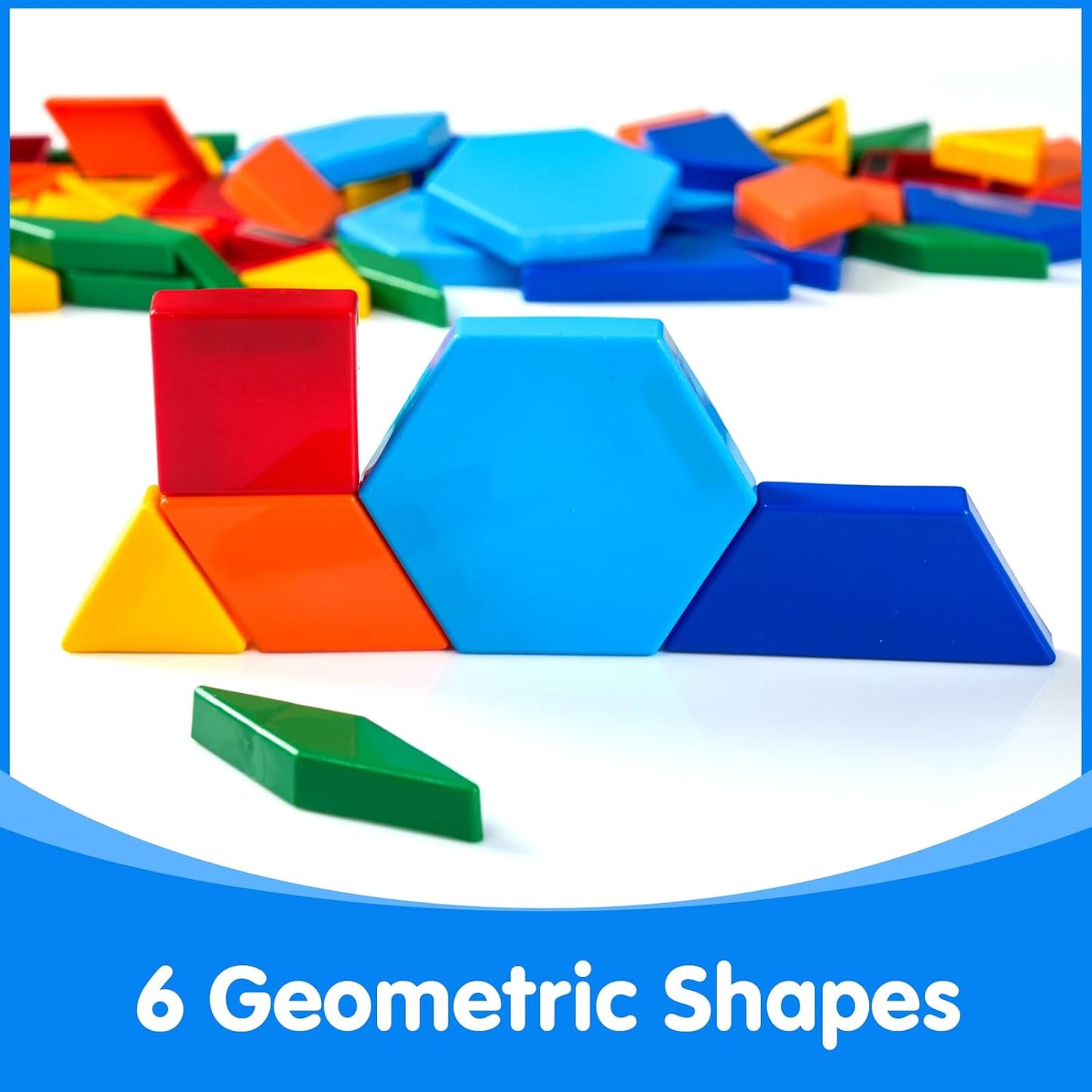 96 Pcs Plastic Magnetic Pattern Blocks – Tangram Puzzles for Kids, Shape Puzzles & Homeschool Activities – Geometric Shapes for Classroom Learning & Creative Play