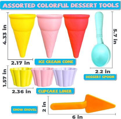 GushySnow® Latex Material Creativity Sensory Bin Filler Toy Ice Cream Cone Cake Cup Sensory bin for Preschool Girl boy Kid Children 6 Years