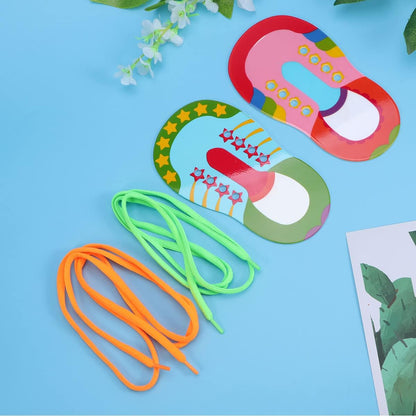 Toyvian Children Shoelace Threading Toy 2Pcs Toddler Lacing Shoes Educational Activity Early Learning Aid for Hand-Eye Coordination and Patience Development