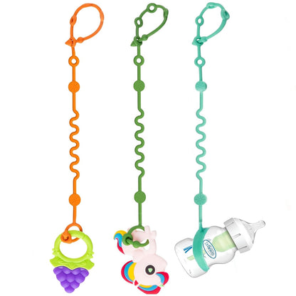 LittleHugs Toy Straps for Baby, 5pcs Adjustable Toy Holder for Stroller Accessories, Silicone Tether Pacifier Clip, No Throw Travel Essential Leash for High Chair, Car Seat (5-Pack)