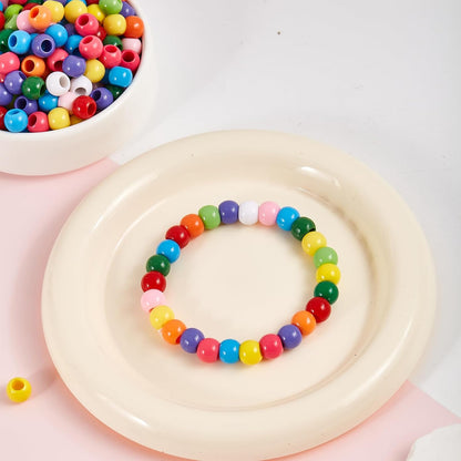 160pcs 12mm Plastics Acrylic Beads Mix 10 Color Large Hole Hair Beads(Hole:5.5mm)